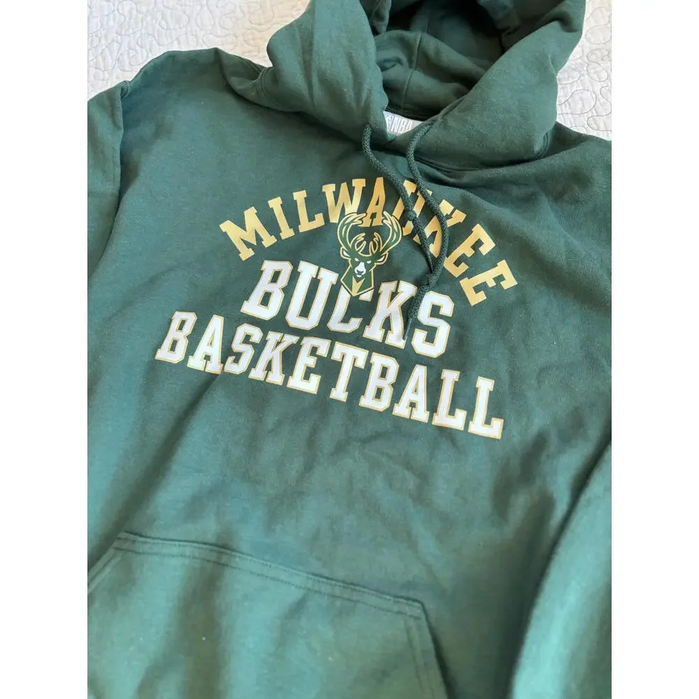 Milwaukee Bucks Basketball‎ Men's NBA Hoodie Sweatshirt Green Size Large